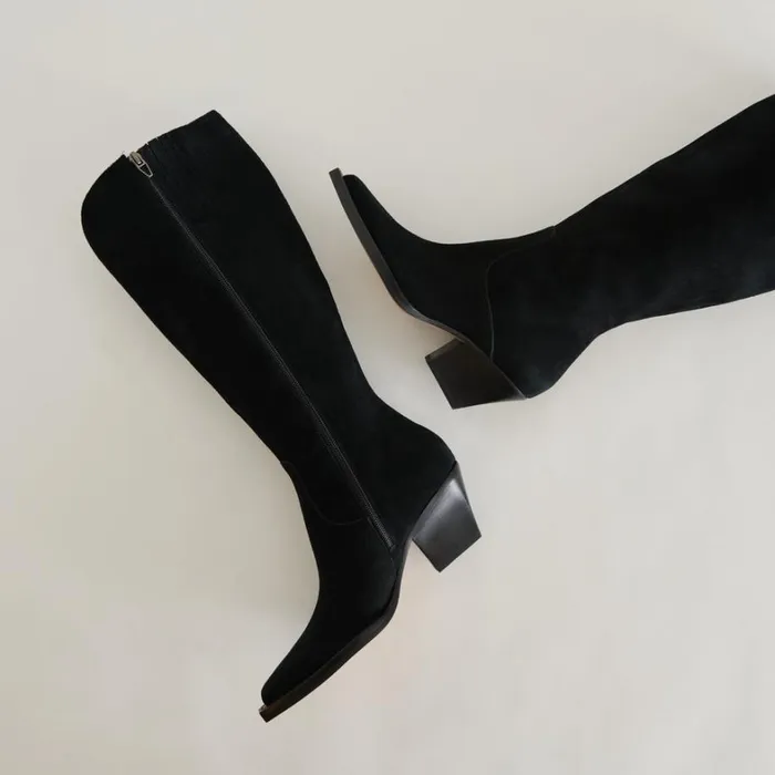 Boots and Booties Women Dolce Vita Raj Extra Wide Calf Boots Onyx Suede