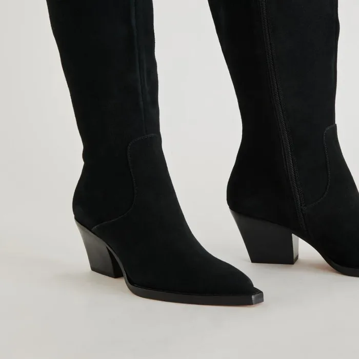 Boots and Booties Women Dolce Vita Raj Extra Wide Calf Boots Onyx Suede