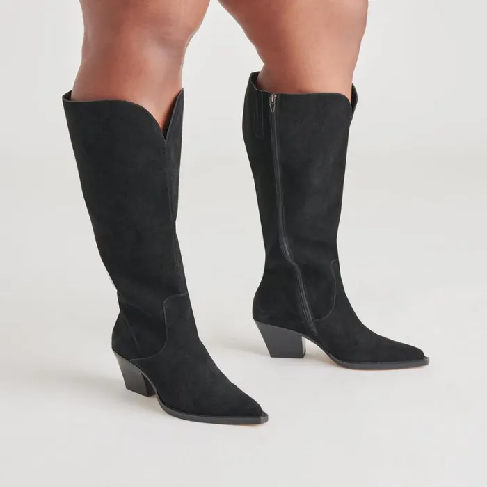Boots and Booties Women Dolce Vita Raj Extra Wide Calf Boots Onyx Suede