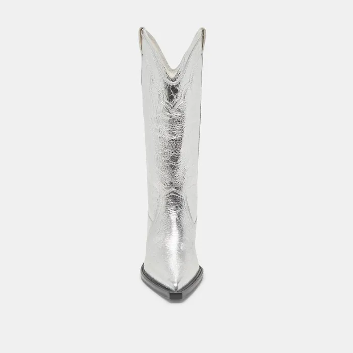 Boots and Booties Women Dolce Vita Rasima Wide Calf Boots Silver Distressed Leather