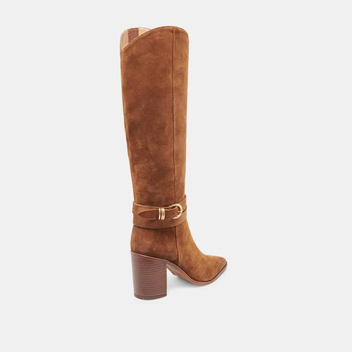 Boots and Booties Women Dolce Vita Tyrone Wide Calf Boots Brown Suede