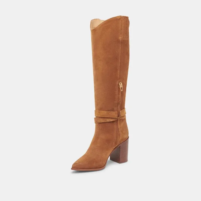 Boots and Booties Women Dolce Vita Tyrone Wide Calf Boots Brown Suede