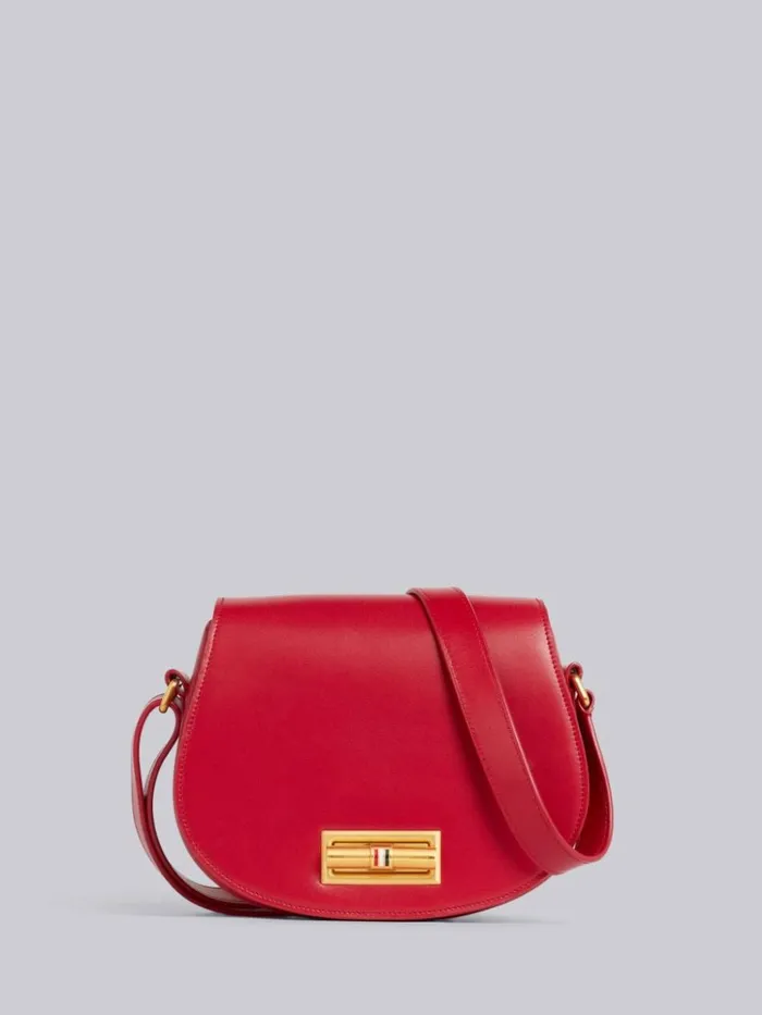 Box Calfskin Enamel Lock Small Shoulder Bag Red Women Thom Browne Crossbody Bags