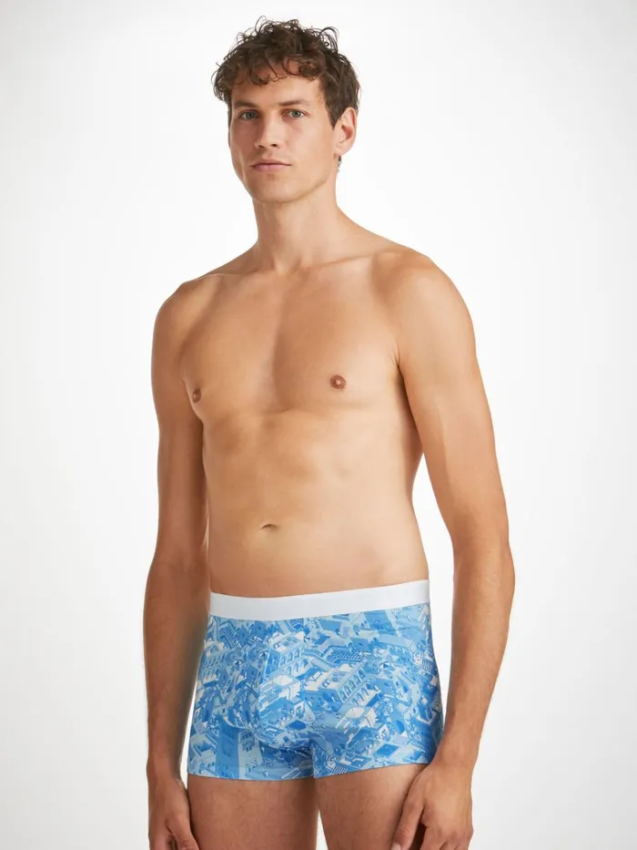 Boxer Briefs Men Derek Rose Boxer Briefs Marrakech 1 Pima Cotton Stretch Blue
