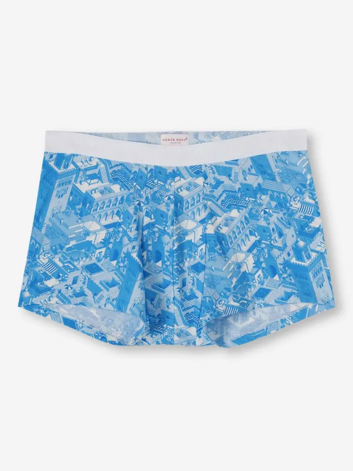 Boxer Briefs Men Derek Rose Boxer Briefs Marrakech 1 Pima Cotton Stretch Blue