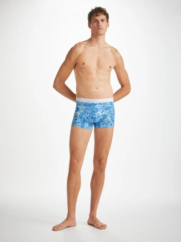 Boxer Briefs Men Derek Rose Boxer Briefs Marrakech 1 Pima Cotton Stretch Blue