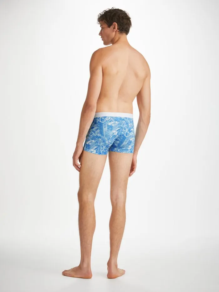 Boxer Briefs Men Derek Rose Boxer Briefs Marrakech 1 Pima Cotton Stretch Blue
