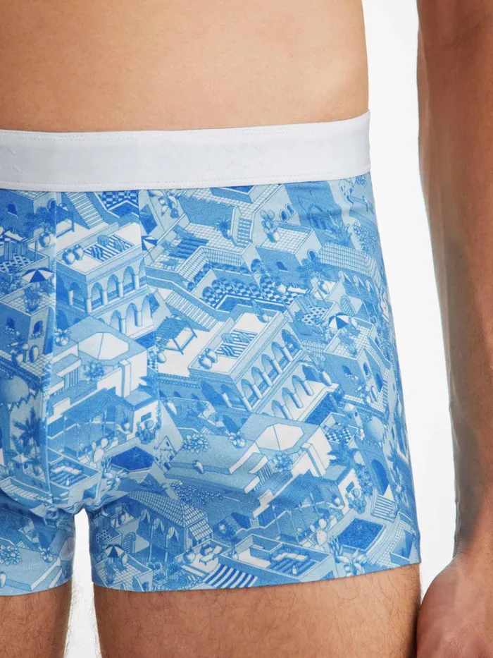 Boxer Briefs Men Derek Rose Boxer Briefs Marrakech 1 Pima Cotton Stretch Blue