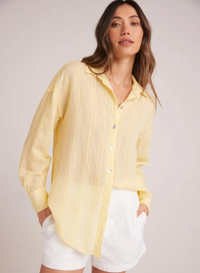 Boyfriend Button Down 8211 Citron Yellow Women Bella Dahl Long Sleeve