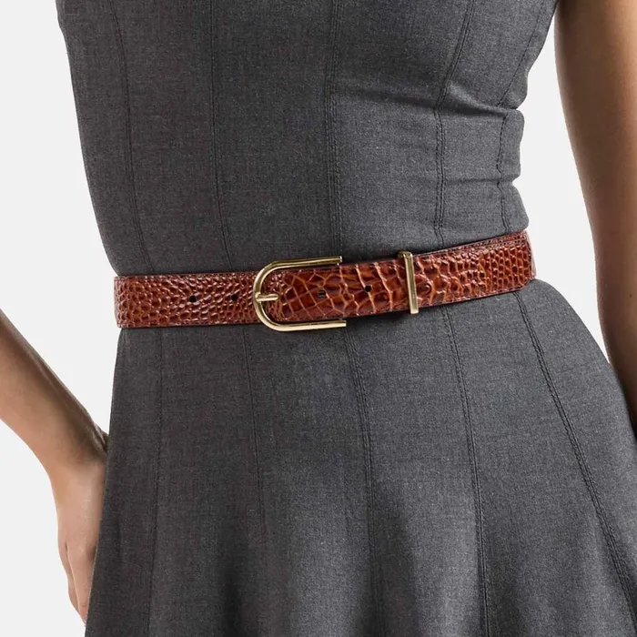 Brahmin Belts Medium Leather Gold Buckle Belt Carnation Classic Croc 8211 Women Brahmin Belts Medium Leather Gold Buckle Belt Carnation Classic Croc 8211 Women