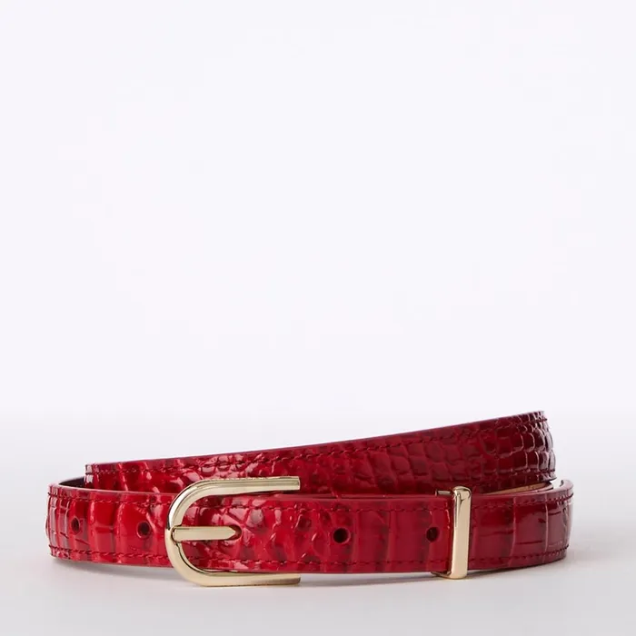 Brahmin Belts Skinny Leather Gold Buckle Belt Carnation Classic Croc 8211 Women Brahmin Belts Skinny Leather Gold Buckle Belt Carnation Classic Croc 8211 Women
