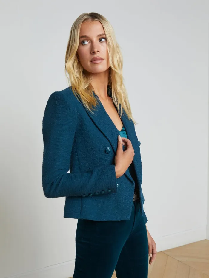 Brooke OpenFront Blazer Deep Tealrococo Women L039Agence Blazers and Jackets Brooke OpenFront Blazer Deep Tealrococo Women L039Agence Blazers and Jackets