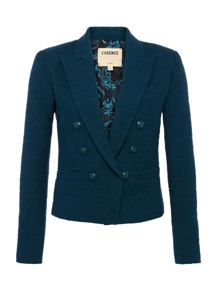 Brooke OpenFront Blazer Deep Tealrococo Women L039Agence Blazers and Jackets Brooke OpenFront Blazer Deep Tealrococo Women L039Agence Blazers and Jackets