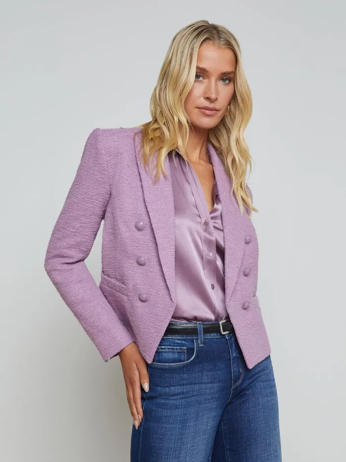 Brooke OpenFront Blazer Wisteriafrench Paisley Women L039Agence Blazers and Jackets