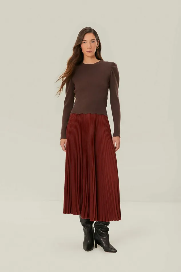 Brown Knit Blouse Women FARM Rio Blouses Brown Knit Blouse Women FARM Rio Blouses
