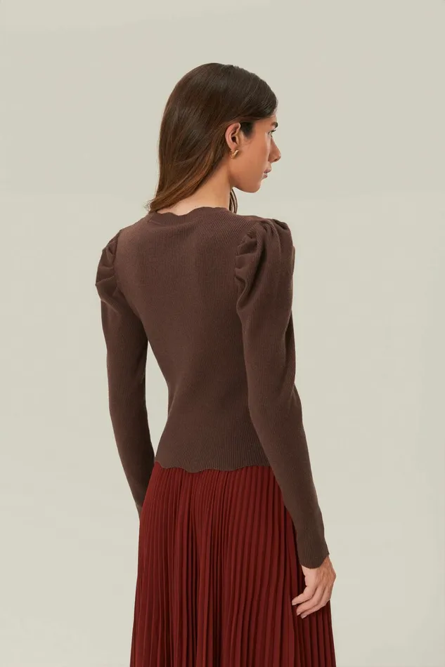Brown Knit Blouse Women FARM Rio Blouses Brown Knit Blouse Women FARM Rio Blouses