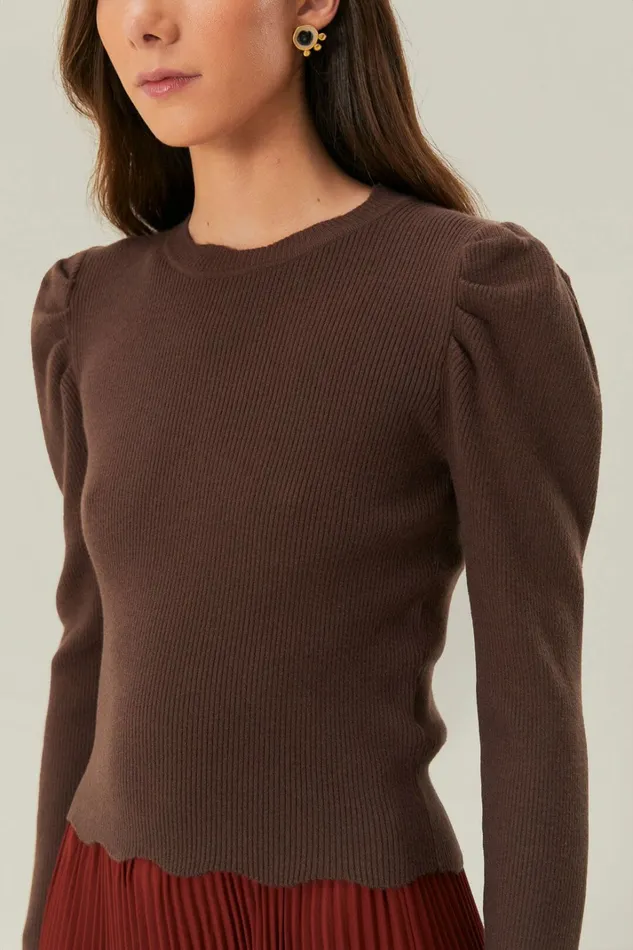 Brown Knit Blouse Women FARM Rio Blouses Brown Knit Blouse Women FARM Rio Blouses