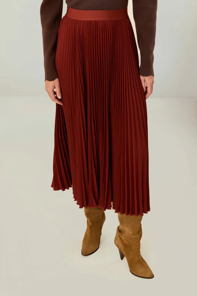 Brown Pleated Maxi Skirt Women FARM Rio Skirts Brown Pleated Maxi Skirt Women FARM Rio Skirts