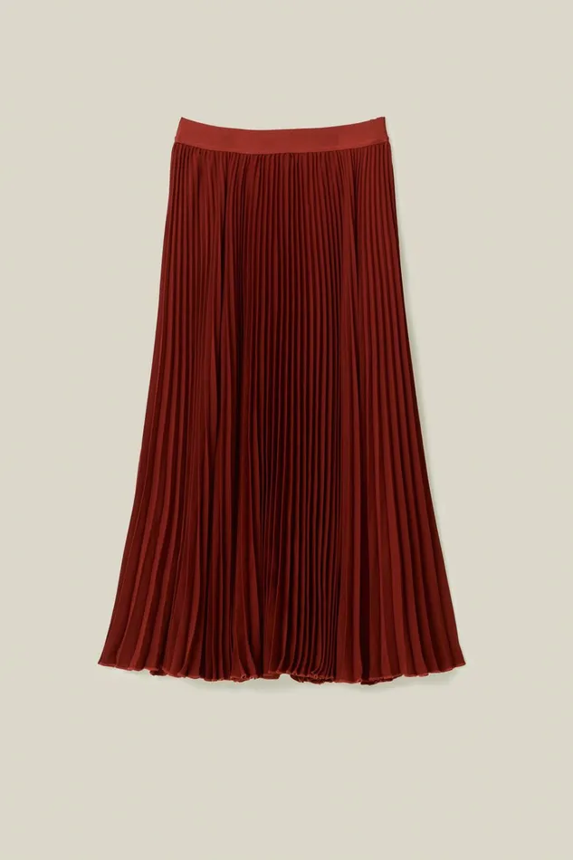 Brown Pleated Maxi Skirt Women FARM Rio Skirts Brown Pleated Maxi Skirt Women FARM Rio Skirts