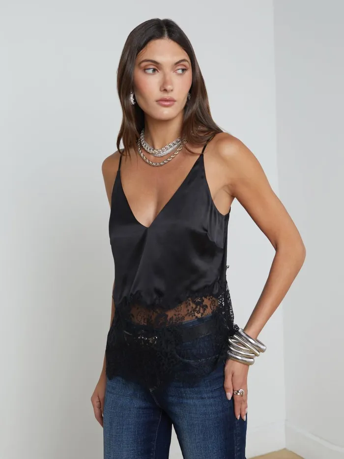 Bryna Silk Lace Camisole Blackblack Women L039Agence Camisoles and Tanks Bryna Silk Lace Camisole Blackblack Women L039Agence Camisoles and Tanks
