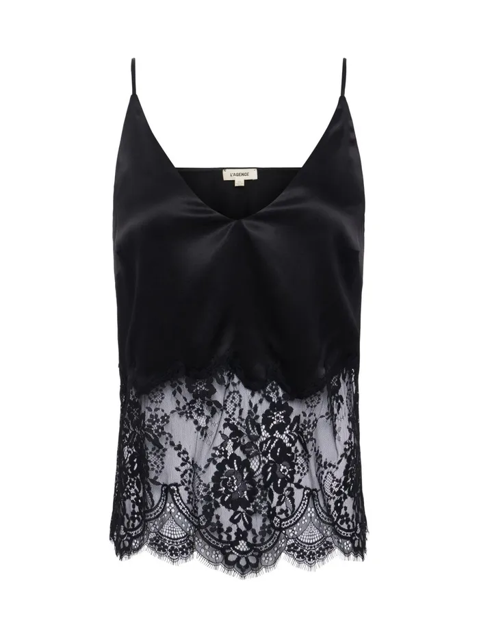Bryna Silk Lace Camisole Blackblack Women L039Agence Camisoles and Tanks Bryna Silk Lace Camisole Blackblack Women L039Agence Camisoles and Tanks