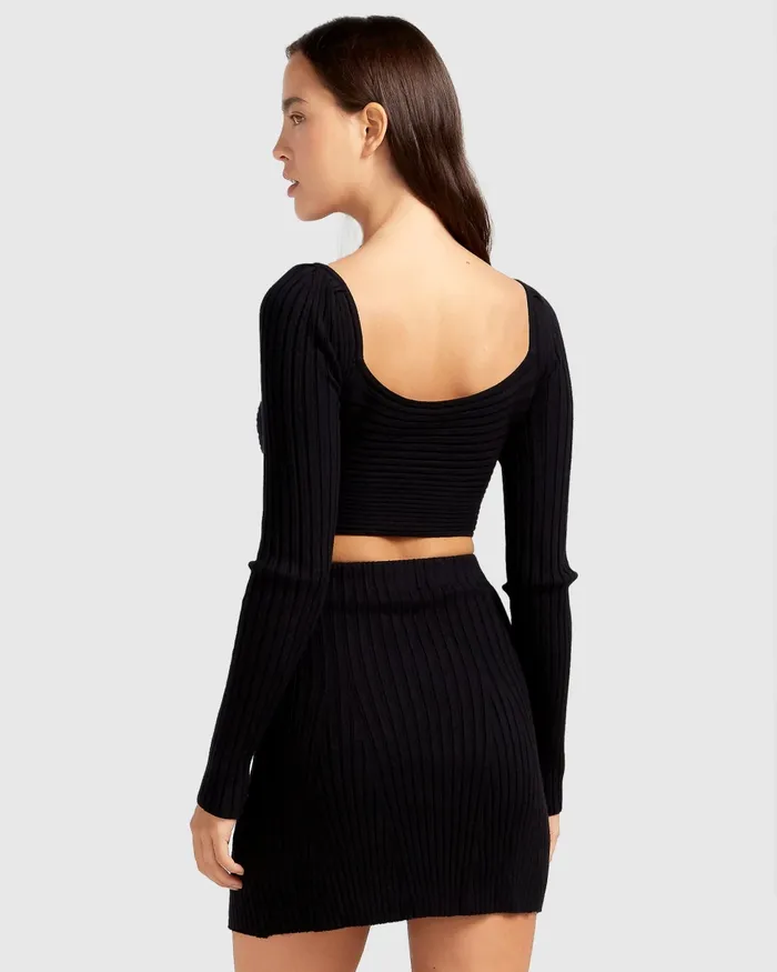 C039est Belle Knit Mini Skirt 8211 Black Women Pants and Skirts Belle and Bloom