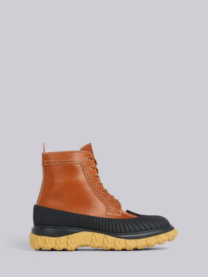 Calf Leather Rubber Sole Longwing Duck Boot Camel Women Thom Browne Boots