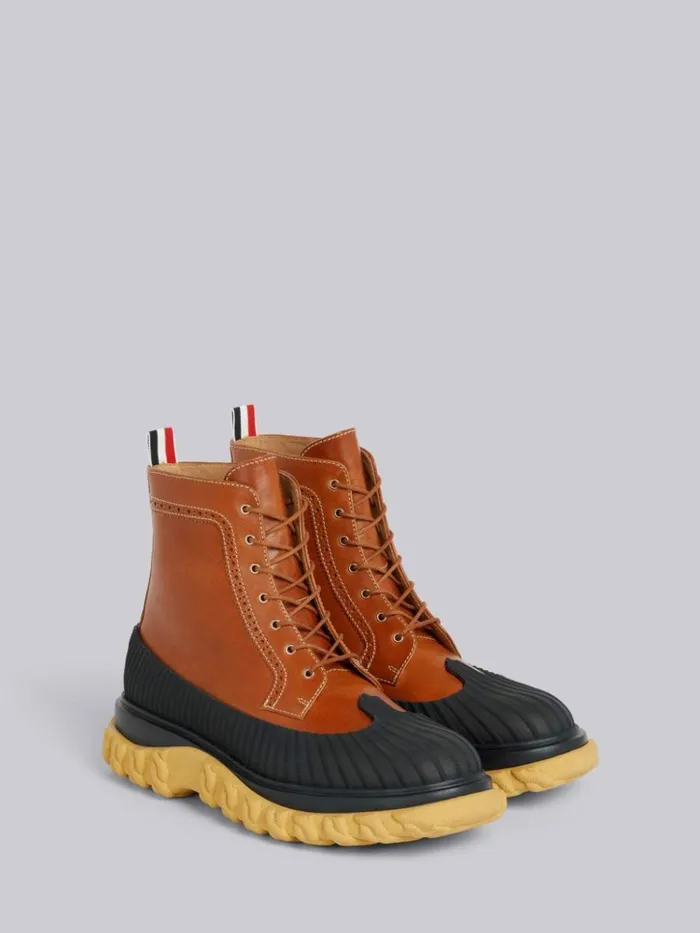 Calf Leather Rubber Sole Longwing Duck Boot Camel Women Thom Browne Boots