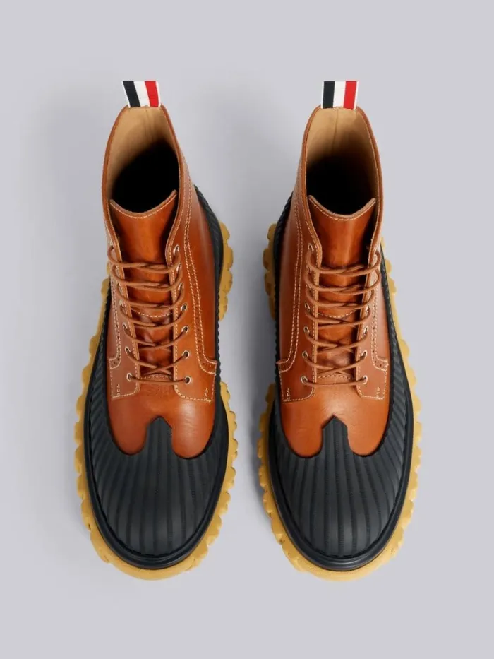 Calf Leather Rubber Sole Longwing Duck Boot Camel Women Thom Browne Boots
