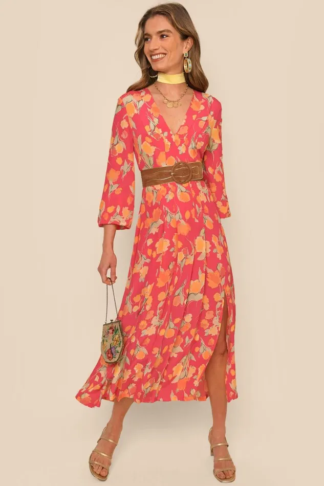 Camellia Fontainhas Floral Coral Women RIXO Dresses