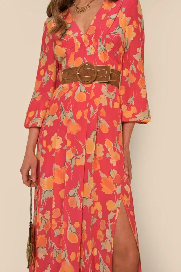 Camellia Fontainhas Floral Coral Women RIXO Dresses Camellia Fontainhas Floral Coral Women RIXO Dresses