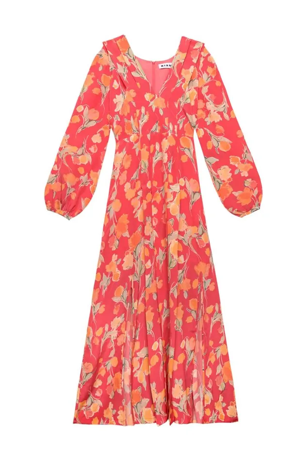 Camellia Fontainhas Floral Coral Women RIXO Dresses Camellia Fontainhas Floral Coral Women RIXO Dresses