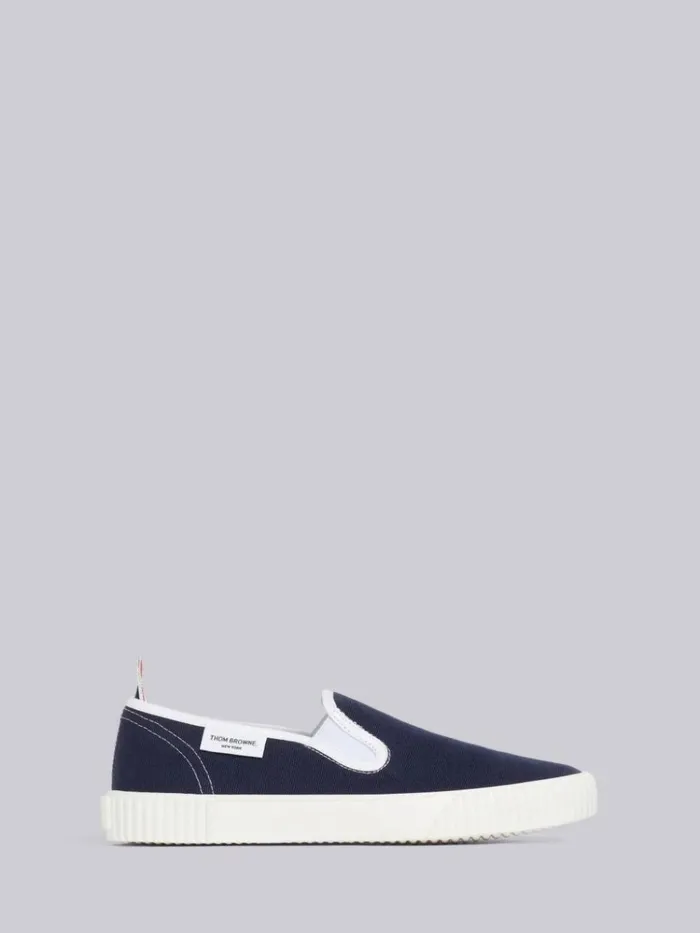 Canvas Slipon Heritage Trainer Navy Women Thom Browne Sneakers