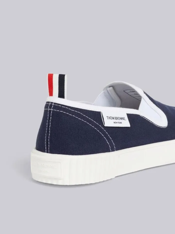 Canvas Slipon Heritage Trainer Navy Women Thom Browne Sneakers