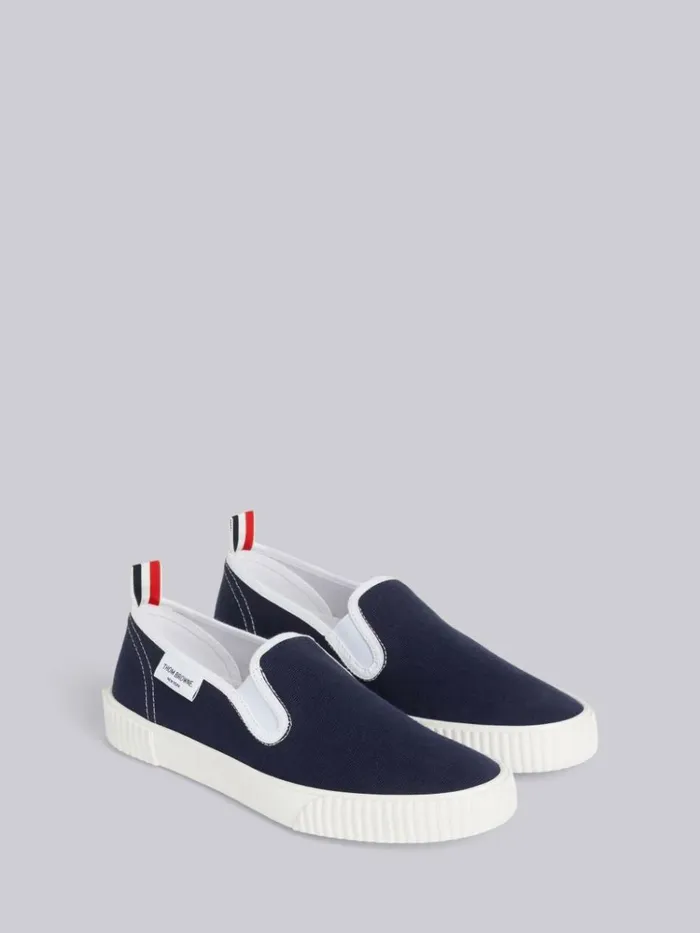 Canvas Slipon Heritage Trainer Navy Women Thom Browne Sneakers