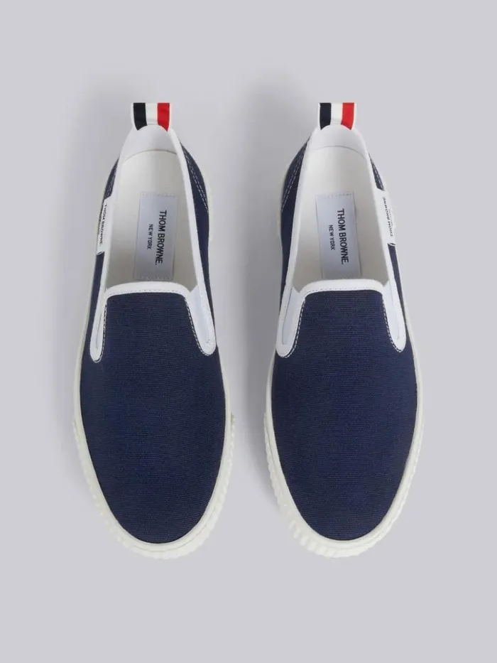 Canvas Slipon Heritage Trainer Navy Women Thom Browne Sneakers