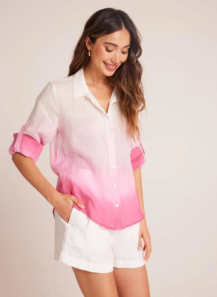 Capri Button Down 8211 Pink Ombre Dye Women Bella Dahl Long Sleeve Capri Button Down 8211 Pink Ombre Dye Women Bella Dahl Long Sleeve
