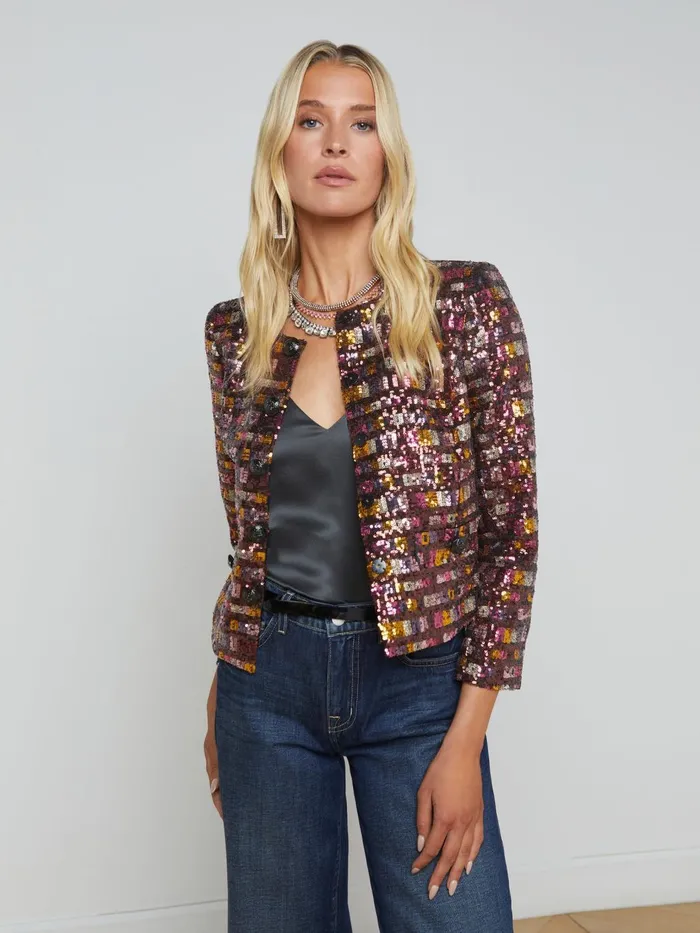 Caprina Sequin Jacket Wisteriadesert Clay Sequin Stripe Women L039Agence Blazers and Jackets Caprina Sequin Jacket Wisteriadesert Clay Sequin Stripe Women L039Agence Blazers and Jackets