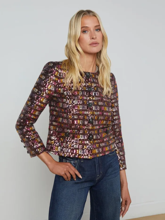Caprina Sequin Jacket Wisteriadesert Clay Sequin Stripe Women L039Agence Blazers and Jackets Caprina Sequin Jacket Wisteriadesert Clay Sequin Stripe Women L039Agence Blazers and Jackets
