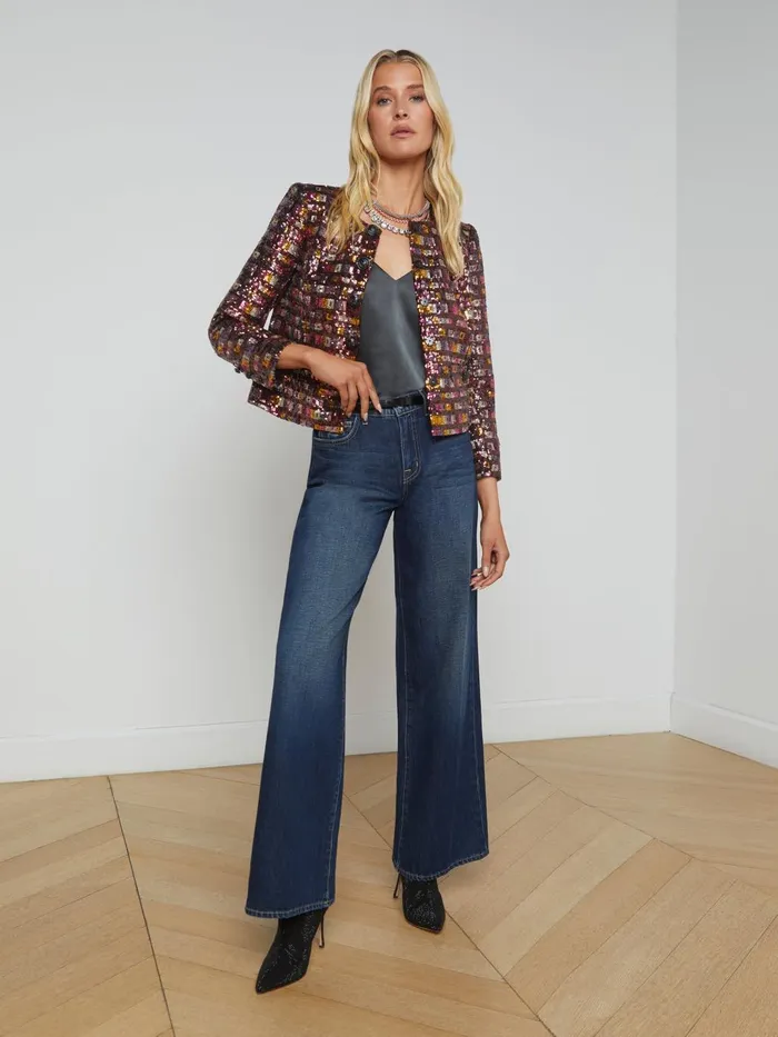 Caprina Sequin Jacket Wisteriadesert Clay Sequin Stripe Women L039Agence Blazers and Jackets Caprina Sequin Jacket Wisteriadesert Clay Sequin Stripe Women L039Agence Blazers and Jackets