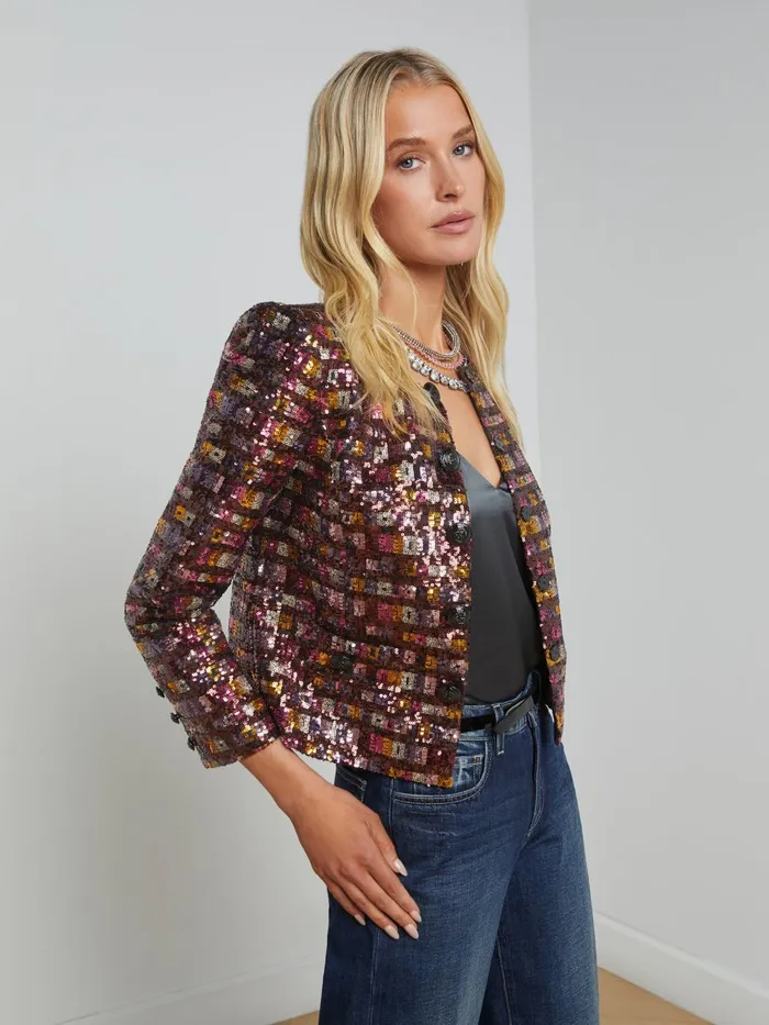 Caprina Sequin Jacket Wisteriadesert Clay Sequin Stripe Women L039Agence Blazers and Jackets Caprina Sequin Jacket Wisteriadesert Clay Sequin Stripe Women L039Agence Blazers and Jackets