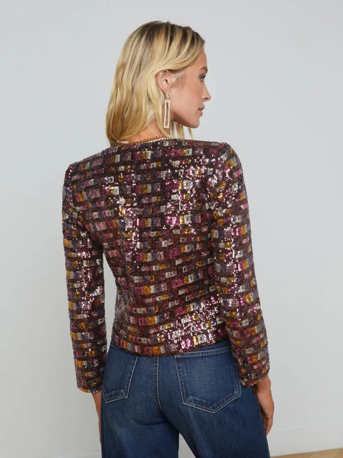 Caprina Sequin Jacket Wisteriadesert Clay Sequin Stripe Women L039Agence Blazers and Jackets Caprina Sequin Jacket Wisteriadesert Clay Sequin Stripe Women L039Agence Blazers and Jackets