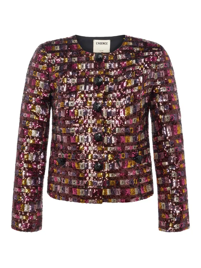 Caprina Sequin Jacket Wisteriadesert Clay Sequin Stripe Women L039Agence Blazers and Jackets Caprina Sequin Jacket Wisteriadesert Clay Sequin Stripe Women L039Agence Blazers and Jackets
