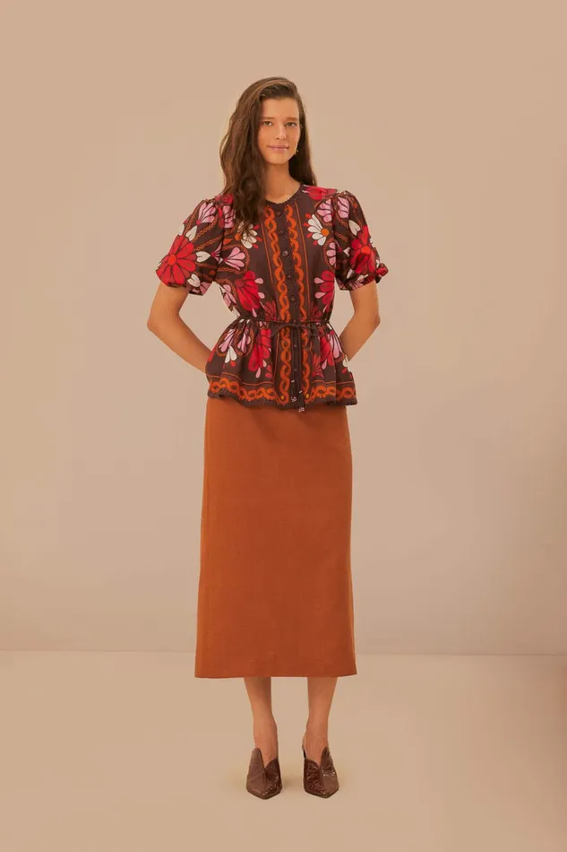 Caramel Midi Skirt Women FARM Rio Skirts