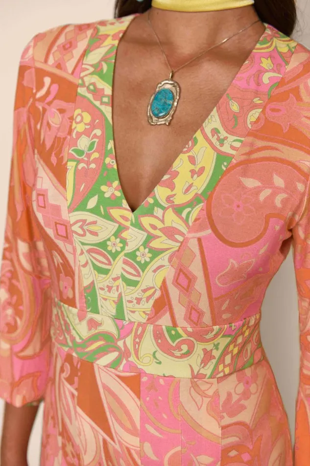 Caro Grace Paisley Peach Mix Women RIXO Dresses Caro Grace Paisley Peach Mix Women RIXO Dresses