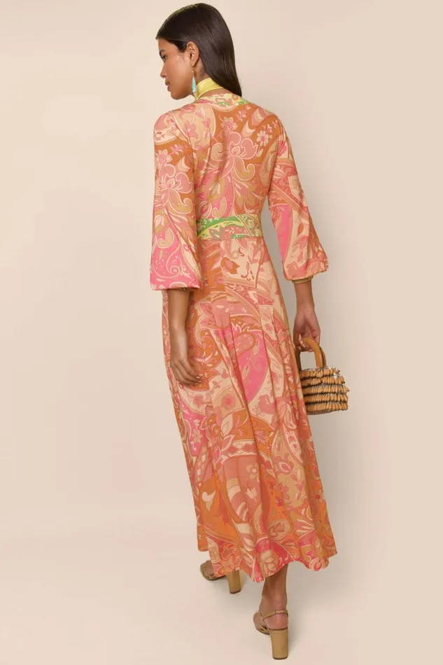 Caro Grace Paisley Peach Mix Women RIXO Dresses Caro Grace Paisley Peach Mix Women RIXO Dresses