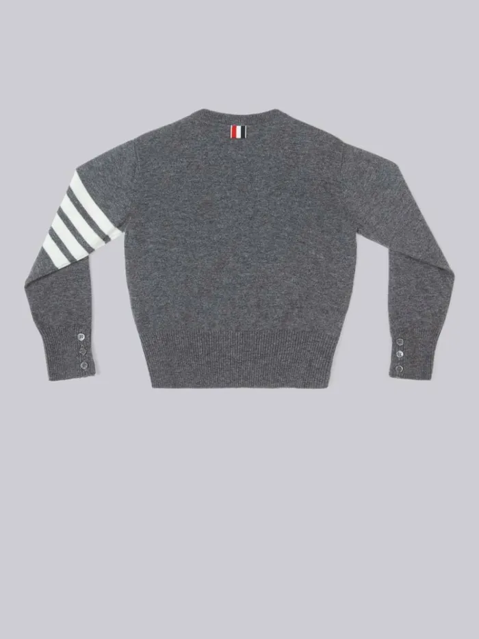 Cashmere 4bar Crewneck Pullover Medium Grey GirlsBoys Thom Browne Knitwear Cashmere 4bar Crewneck Pullover Medium Grey GirlsBoys Thom Browne Knitwear