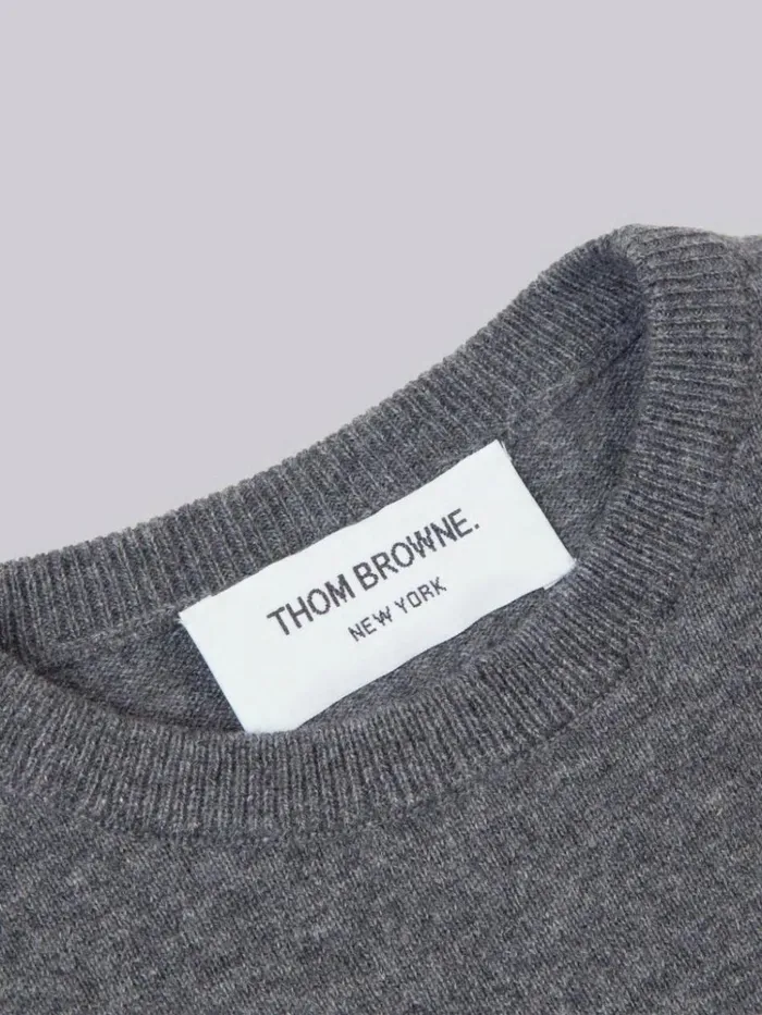 Cashmere 4bar Crewneck Pullover Medium Grey GirlsBoys Thom Browne Knitwear Cashmere 4bar Crewneck Pullover Medium Grey GirlsBoys Thom Browne Knitwear