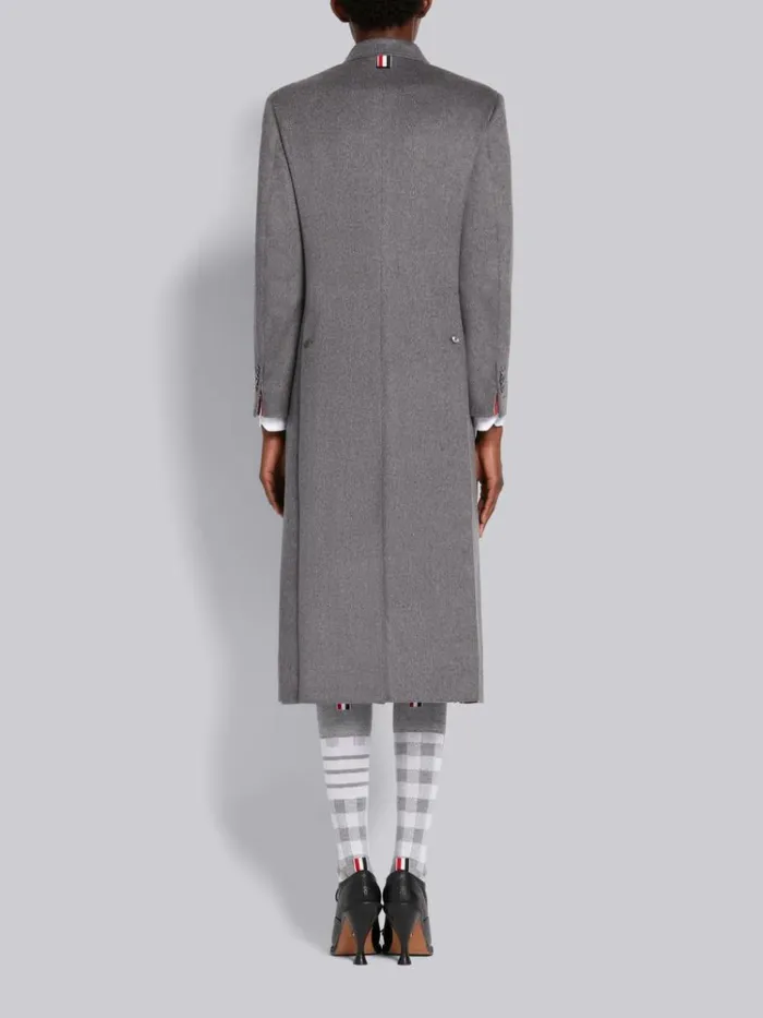 Cashmere Wide Lapel Overcoat Medium Grey Women Thom Browne Outerwear