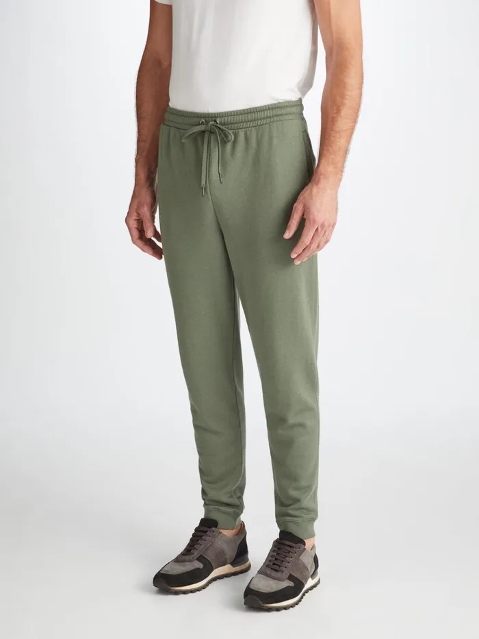 Casual Pants Men Derek Rose Sweatpants Quinn Cotton Modal Soft Green